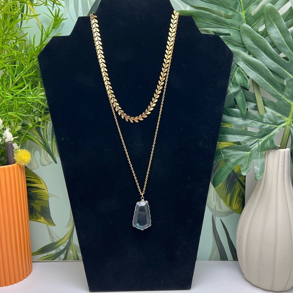 Artsy Chic Layered Necklace - Boho Chic Large Glass Pendant Elegant Necklace - Picture 5 of 8